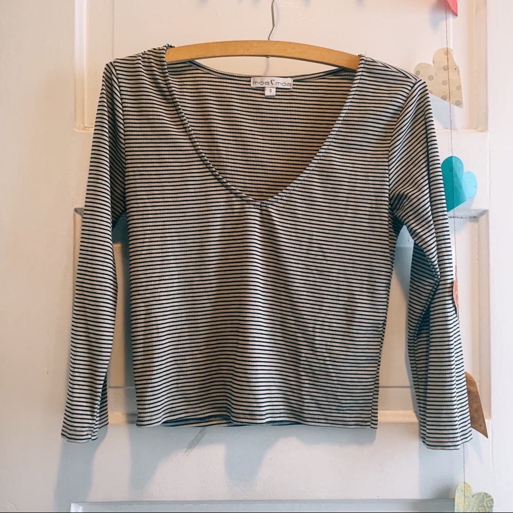 V-Neck Stripe Top